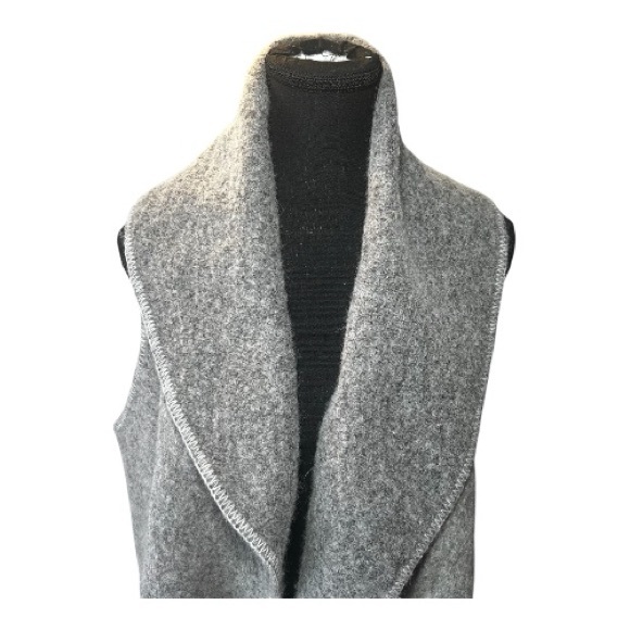 Rice & Royal Wool Light Grey Women's Open Vest, One Size, - Picture 4 of 6